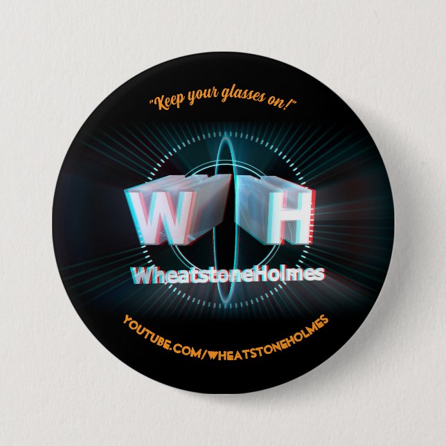 Official WheatstoneHolmes stereoscopic 3D 3 Inch Round Button (Front)