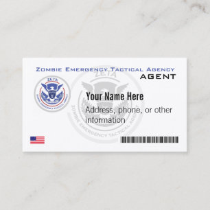 Official Zombie Emergency Tactical Agency Business Card