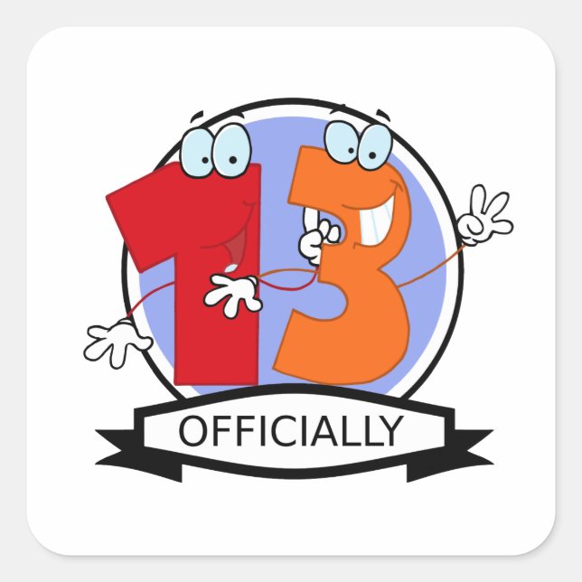 Officially 13 Birthday Banner Square Sticker (Front)