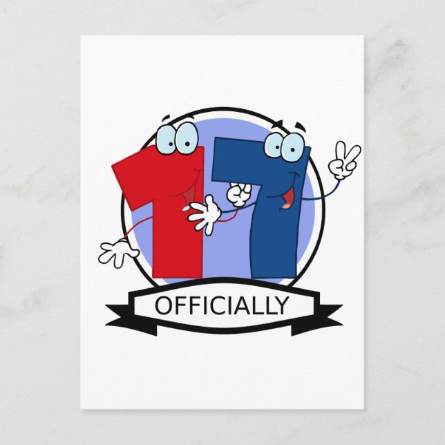 Officially 17 Birthday Banner Postcard (Front)