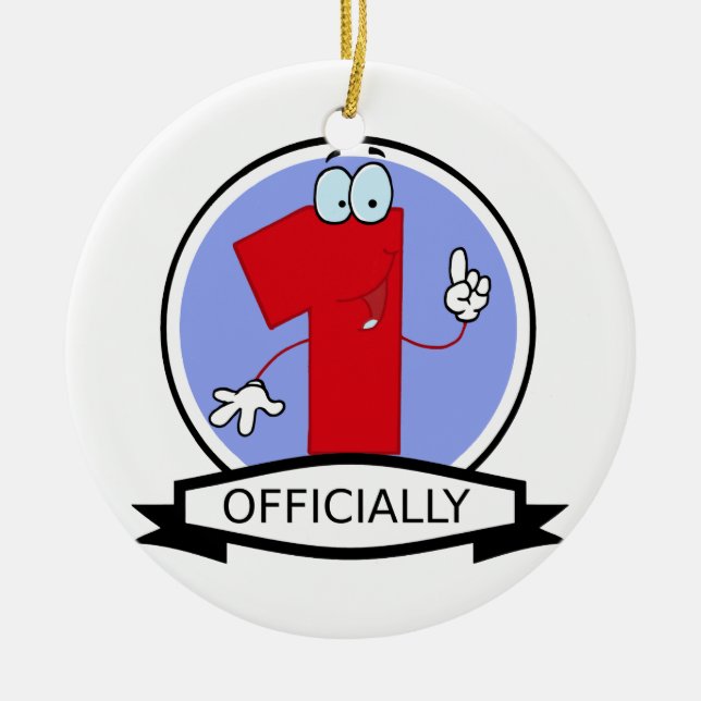 Officially 1 Birthday Banner Ceramic Ornament (Front)