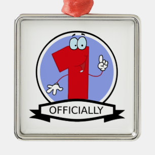 Officially 1 Birthday Banner Metal Ornament