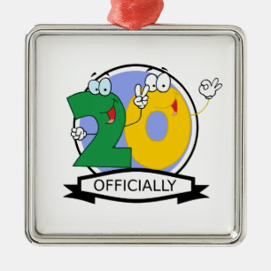 Officially 20 Birthday Banner Metal Ornament