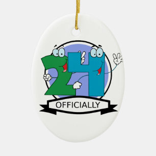 Officially 24 Birthday Logo Ceramic Ornament