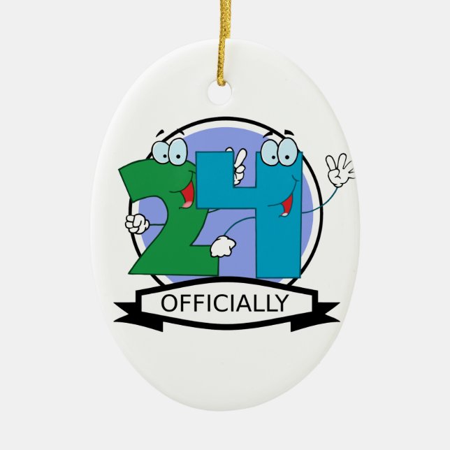 Officially 24 Birthday Logo Ceramic Ornament (Front)