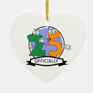 Officially 25 Birthday Logo Ceramic Ornament