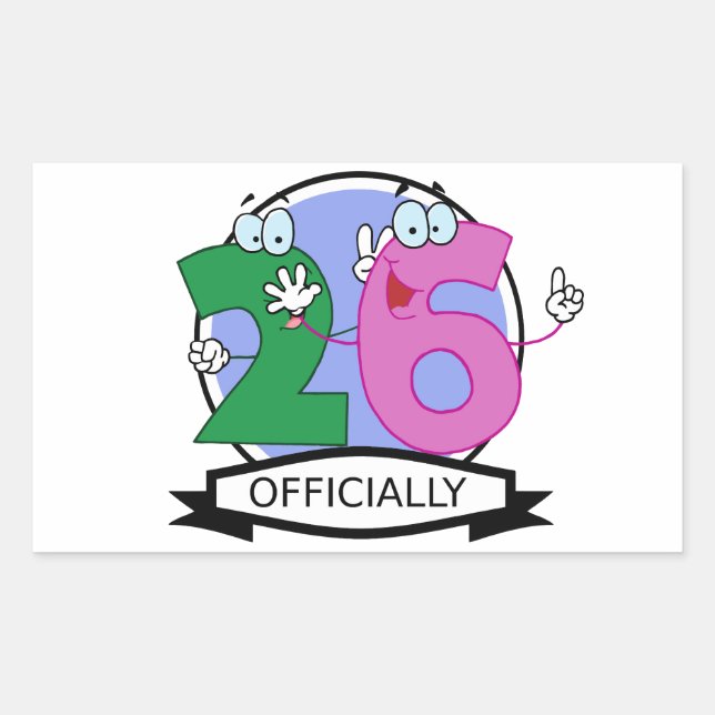Officially 26 Birthday Logo Sticker (Front)