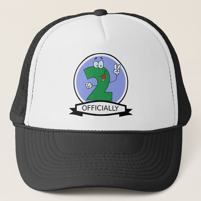 Officially 2 Birthday Banner Trucker Hat (Front)