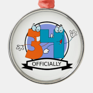 Officially 34 Birthday Banner Metal Ornament