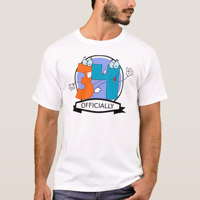 Officially 34 Birthday Banner T-Shirt (Front)