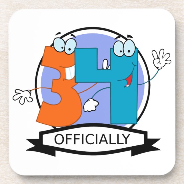 Officially 34 Birthday Logo Coaster (Front)