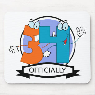 Officially 34 Birthday Logo Mouse Pad