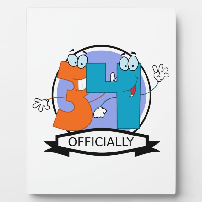 Officially 34 Birthday Logo Plaque (Front)