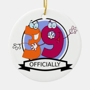 Officially 39 Birthday Banner Ceramic Ornament
