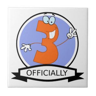 Officially 3 Birthday Banner Tile