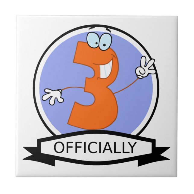 Officially 3 Birthday Banner Tile (Front)