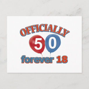 Officially 50 forever 18 postcard