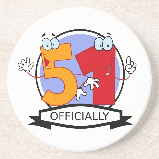 Officially 51 Birthday Banner Coaster (Front)