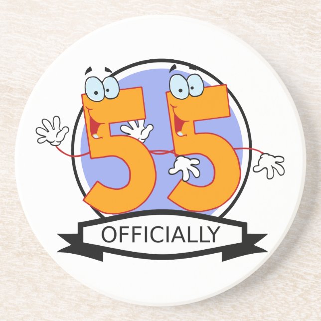 Officially 55 Birthday Banner Coaster (Front)