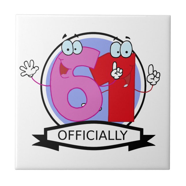 Officially 61 Birthday Banner Tile (Front)