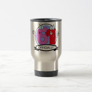Officially 61 Birthday Banner Travel Mug