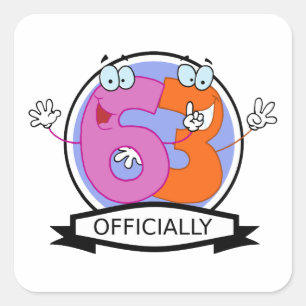 Officially 63 Birthday Banner Square Sticker