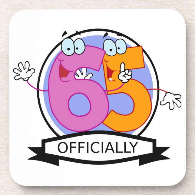 Officially 65 Birthday Banner Coaster (Front)