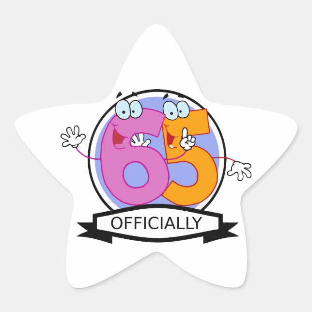 Officially 65 Birthday Banner Star Sticker (Front)