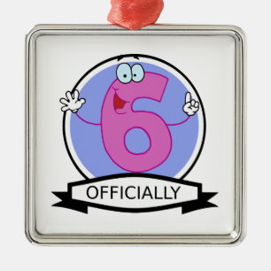 Officially 6 Birthday Banner Metal Ornament