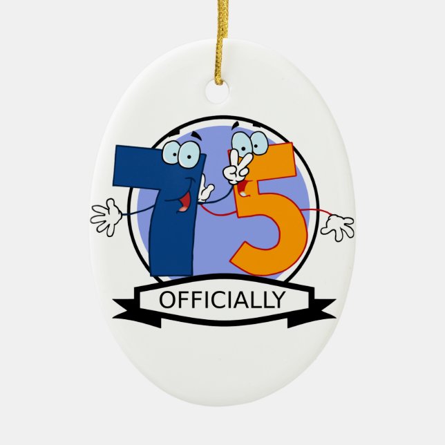 Officially 75 Birthday Banner Ceramic Ornament (Front)
