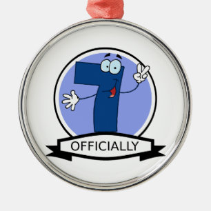 Officially 7 Birthday Banner Metal Ornament