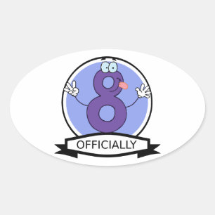 Officially 8 Birthday Banner Oval Sticker
