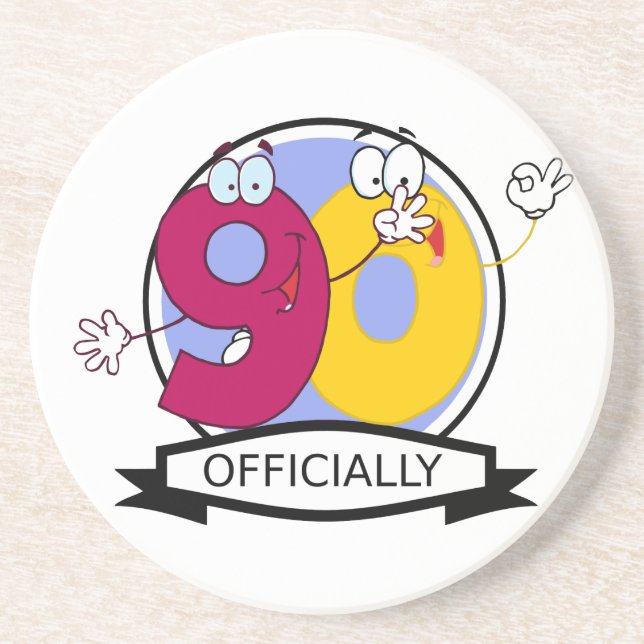 Officially 90 Birthday Banner Coaster (Front)