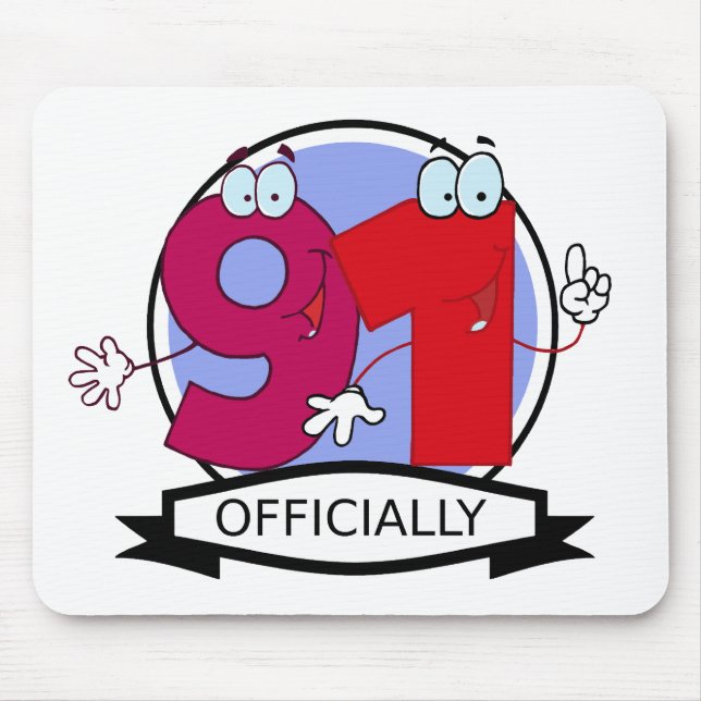 Officially 91 Birthday Banner Mouse Pad (Front)