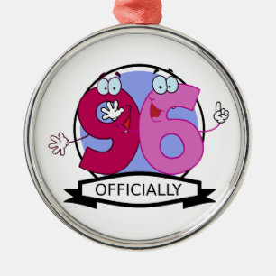 Officially 96 Birthday Banner Metal Ornament