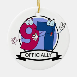 Officially 97 Birthday Banner Ceramic Ornament
