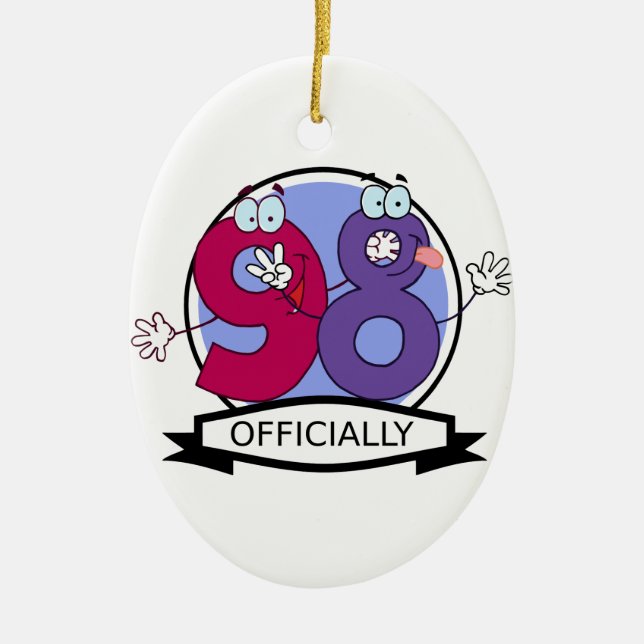 Officially 98 Birthday Banner. Ceramic Ornament (Front)