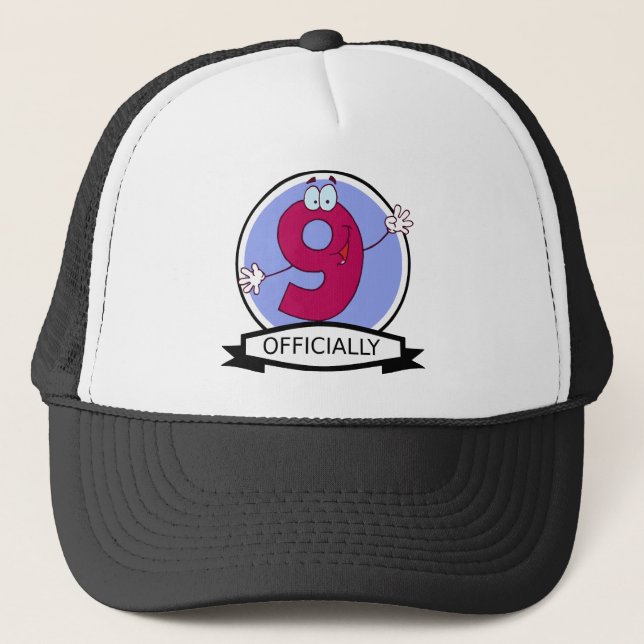 Officially 9 Birthday Banner Trucker Hat (Front)