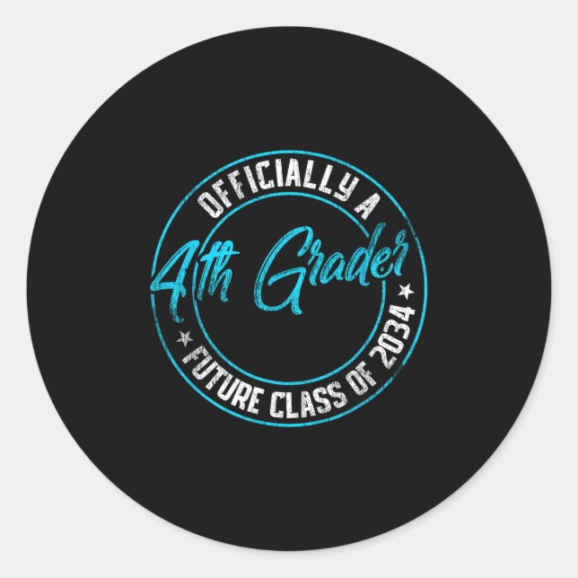 Officially A 4th Grader Future Cl 20 First Day Vin Classic Round Sticker (Front)