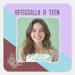 Officially A Teen 13th Birthday Party Custom Photo Square Sticker