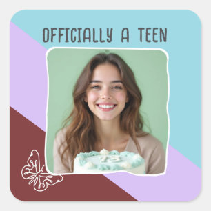 Officially A Teen 13th Birthday Party Custom Photo Square Sticker