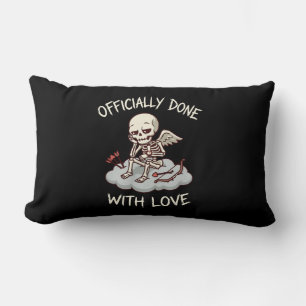 Officially Done With Love Skeleton Cupid Design Lumbar Pillow