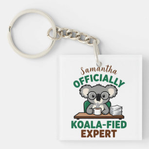 Officially Koala-fied Expert Funny Coffee Pun Keychain