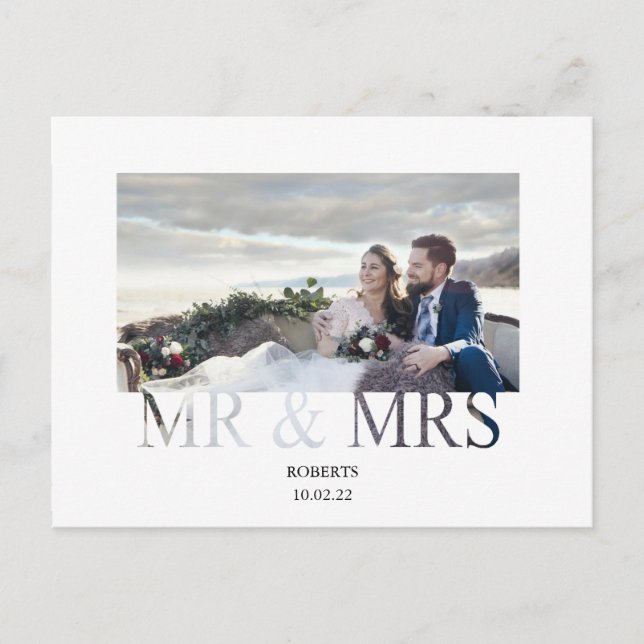 officially mr & mrs wedding announcement postcard (Front)