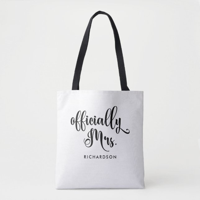 Officially Mrs | New Bride Personalized Tote Bag (Front)