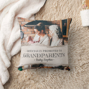 Officially Promoted to Grandparents Gift Keepsake Throw Pillow