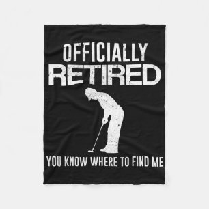 Officially Retired Gift Golf Dad Golfing Retiremen Fleece Blanket