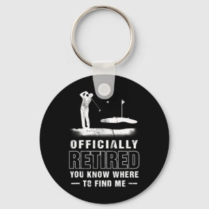 Officially-retired Golf Dad Golfing Retirement Gol Keychain