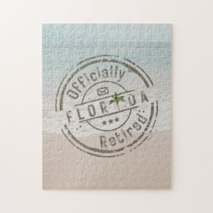 Officially Retired in Florida Tropical Beach Ocean Jigsaw Puzzle