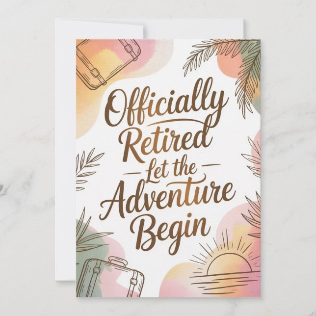 Officially Retired – Let the Adventure Begin Card (Front)